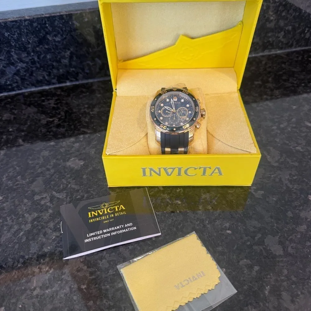 Invicta Pro Diver Scuba Chronograph Watch 17883 Gold/Black NWT